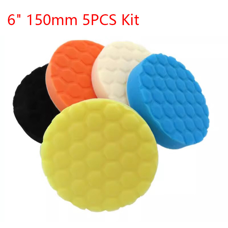 5PCS 6″ 150mm Buffing Waxing Polishing Sponge Pads Kit For Car Polisher Drill