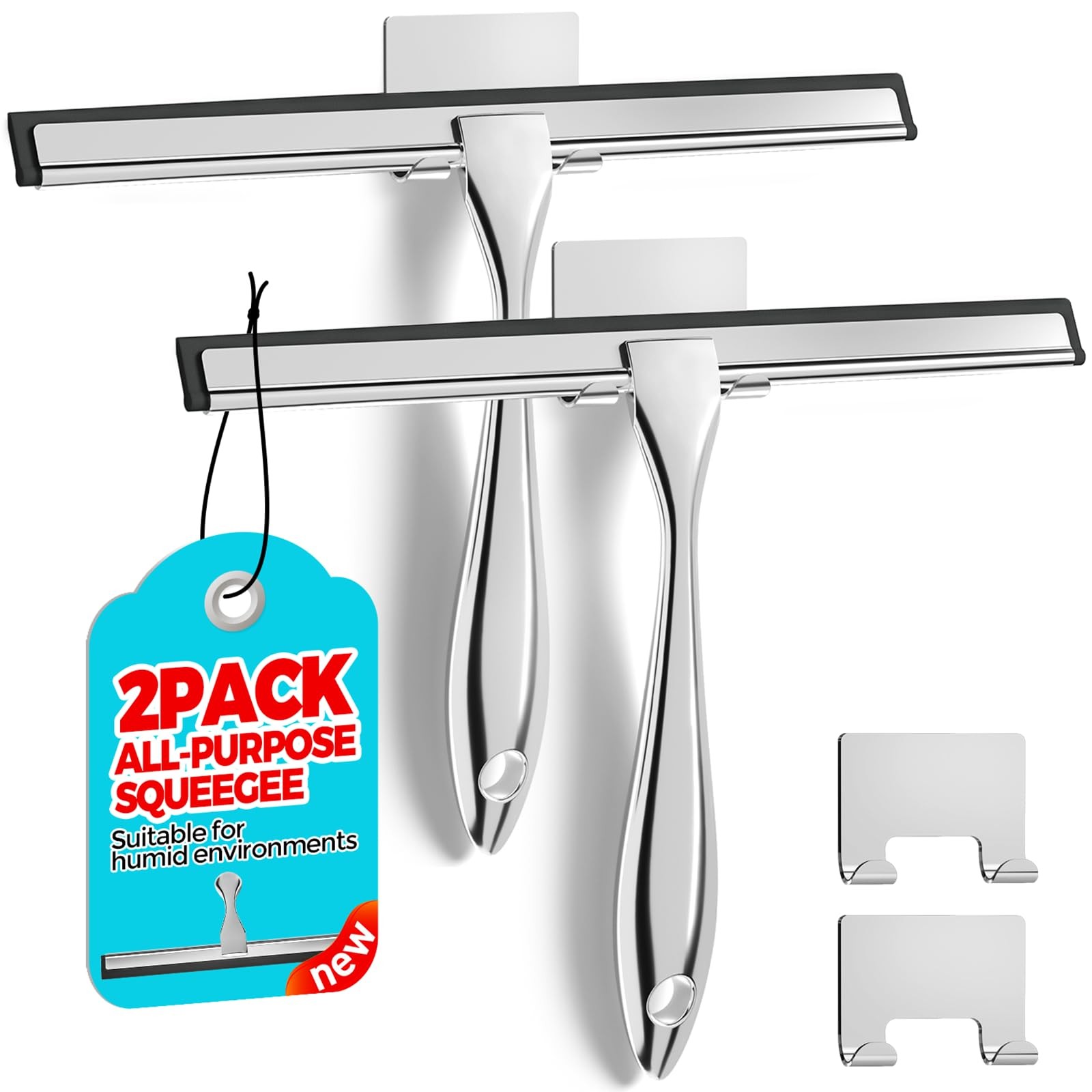 ALFLOD 2PACK Shower Squeegee for Glass Doors, Squeegee for Shower Glass，AllPu…
