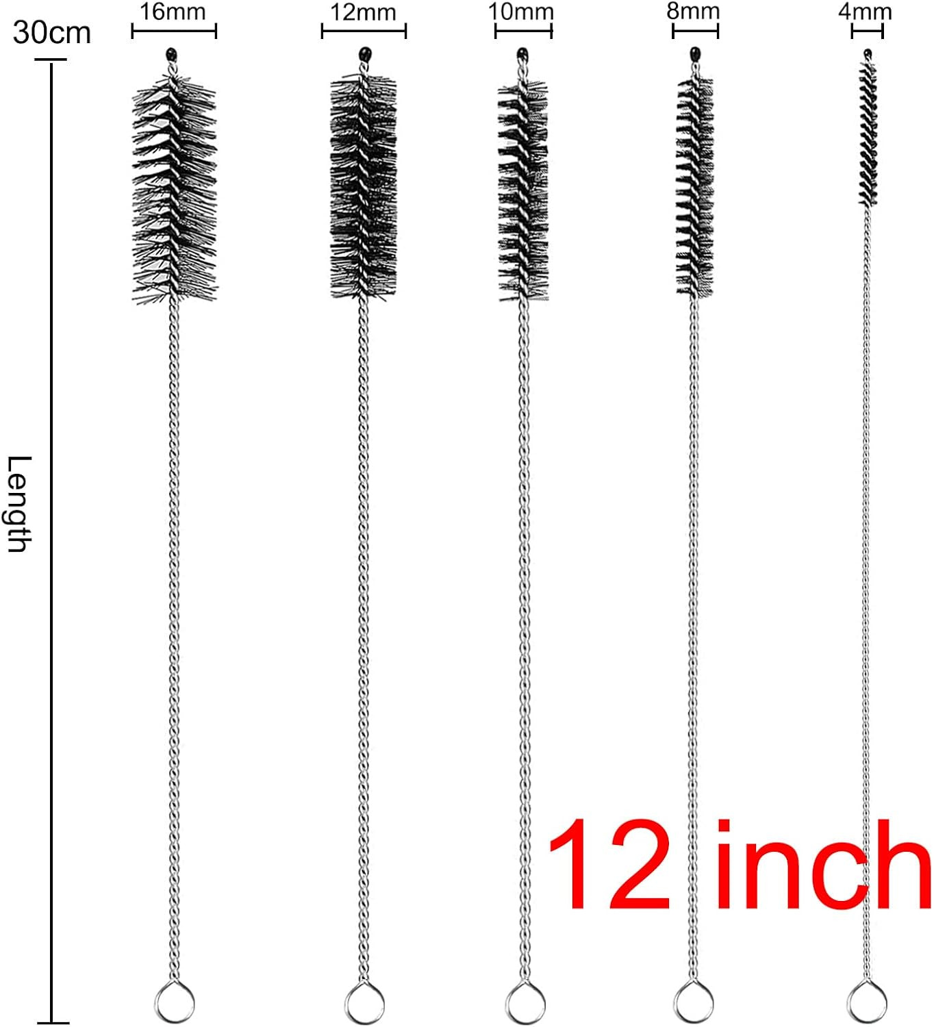 Straw Cleaner Brush Extra Long 12 Inch, 10 PCS Straw Cleaner Brush Bristles