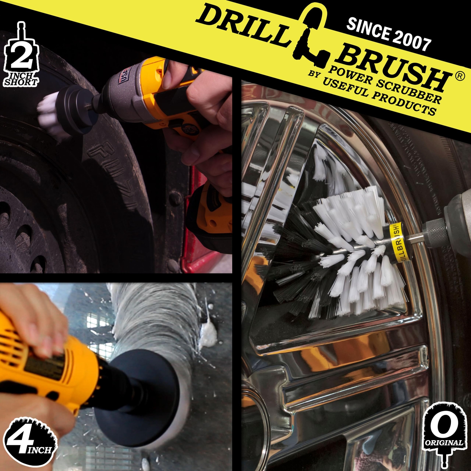 Car Detailing Kit Interior Cleaner Brush Set 3 Piece Drill Brush Cleaning Tool A