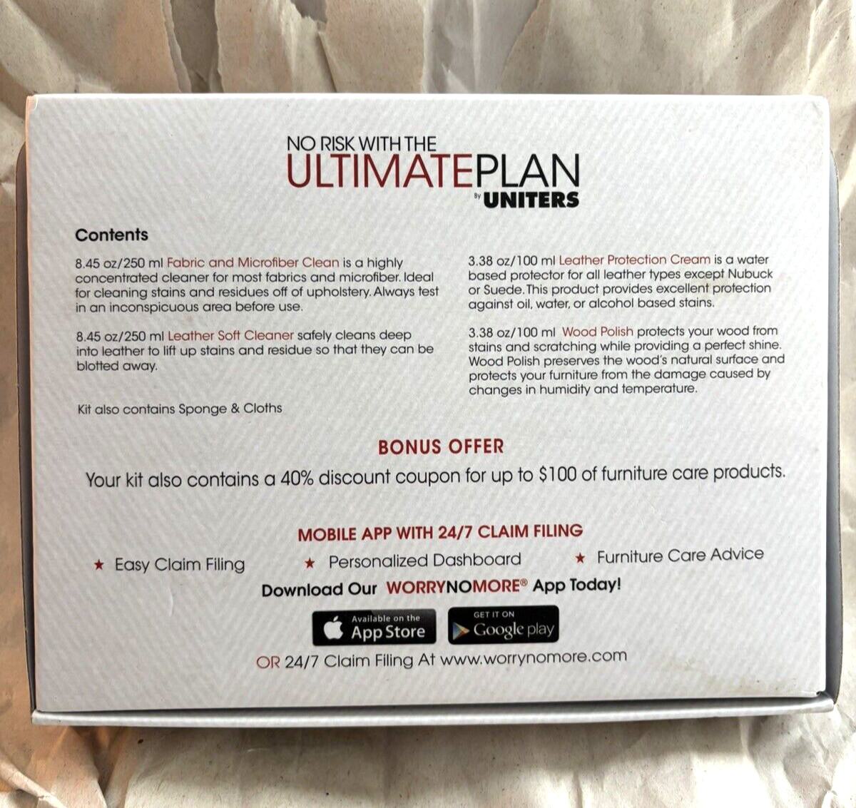 ULTIMATE PLAN Furniture CLEANING KIT Leather Wood Fabric, Uniters, NEW