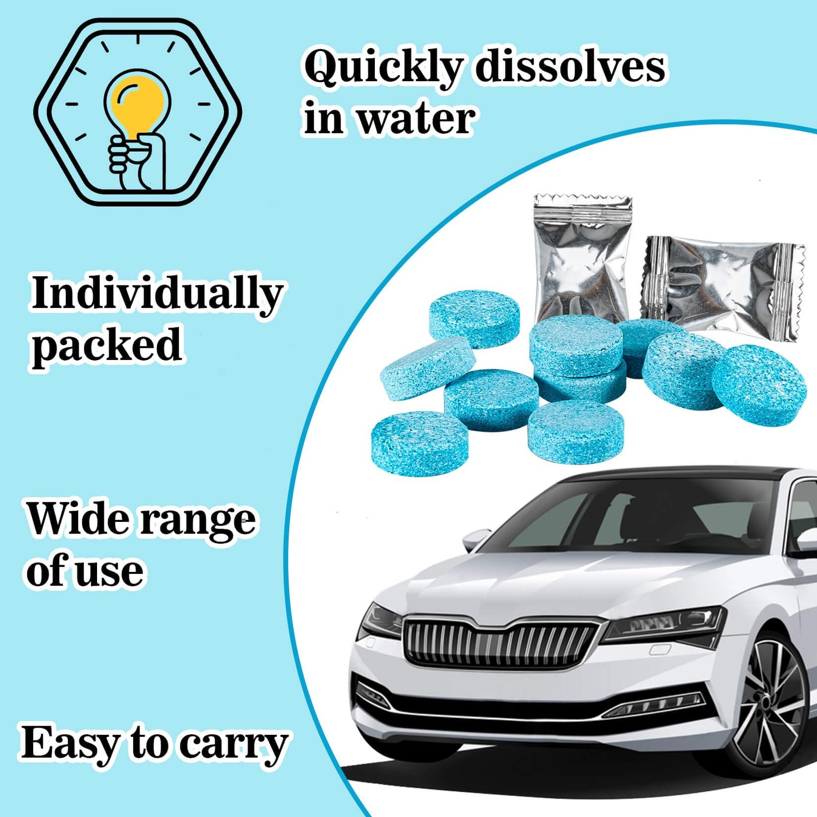 150 Car Windshield Washer Tablets Washer Fluid Tablets Glass Cleaner Concentrate