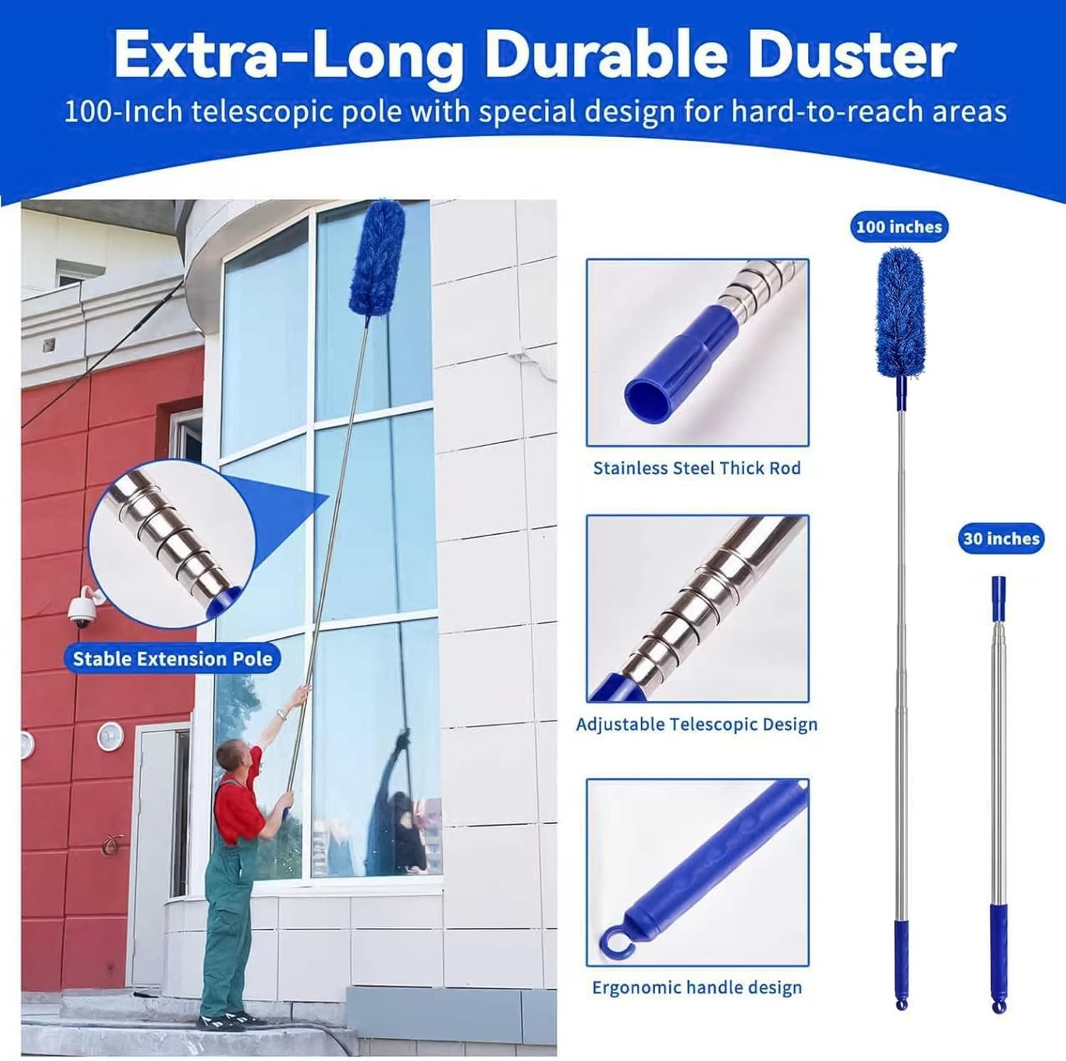 Long-Handled Dusting Set – 5 PCS Microfiber Kit for Furniture & High Ceilings