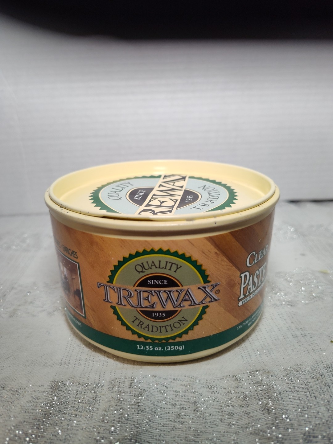 Used Original Trewax Clear Paste Wax Polish 12.35 Oz Can 70% Remaining
