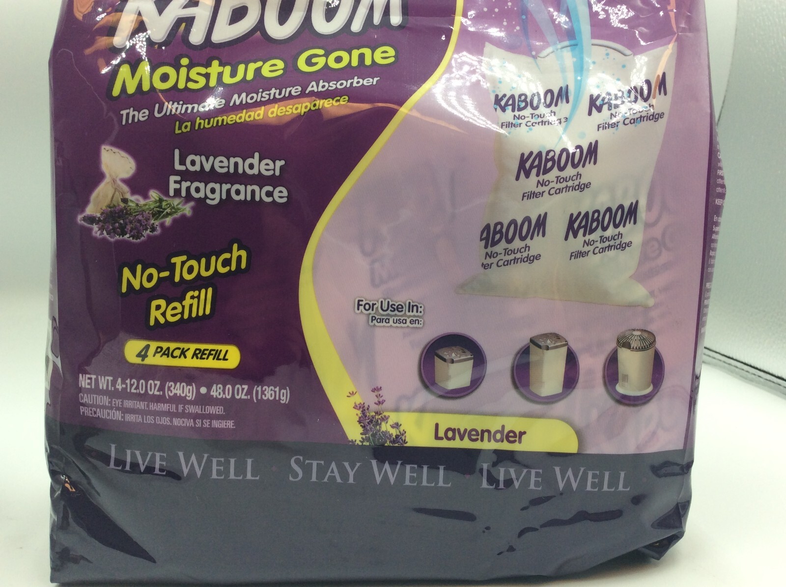 Kaboom Moisture Gone 12oz Refillable Cup & 48 oz Refill Bag Includes 4 refills
