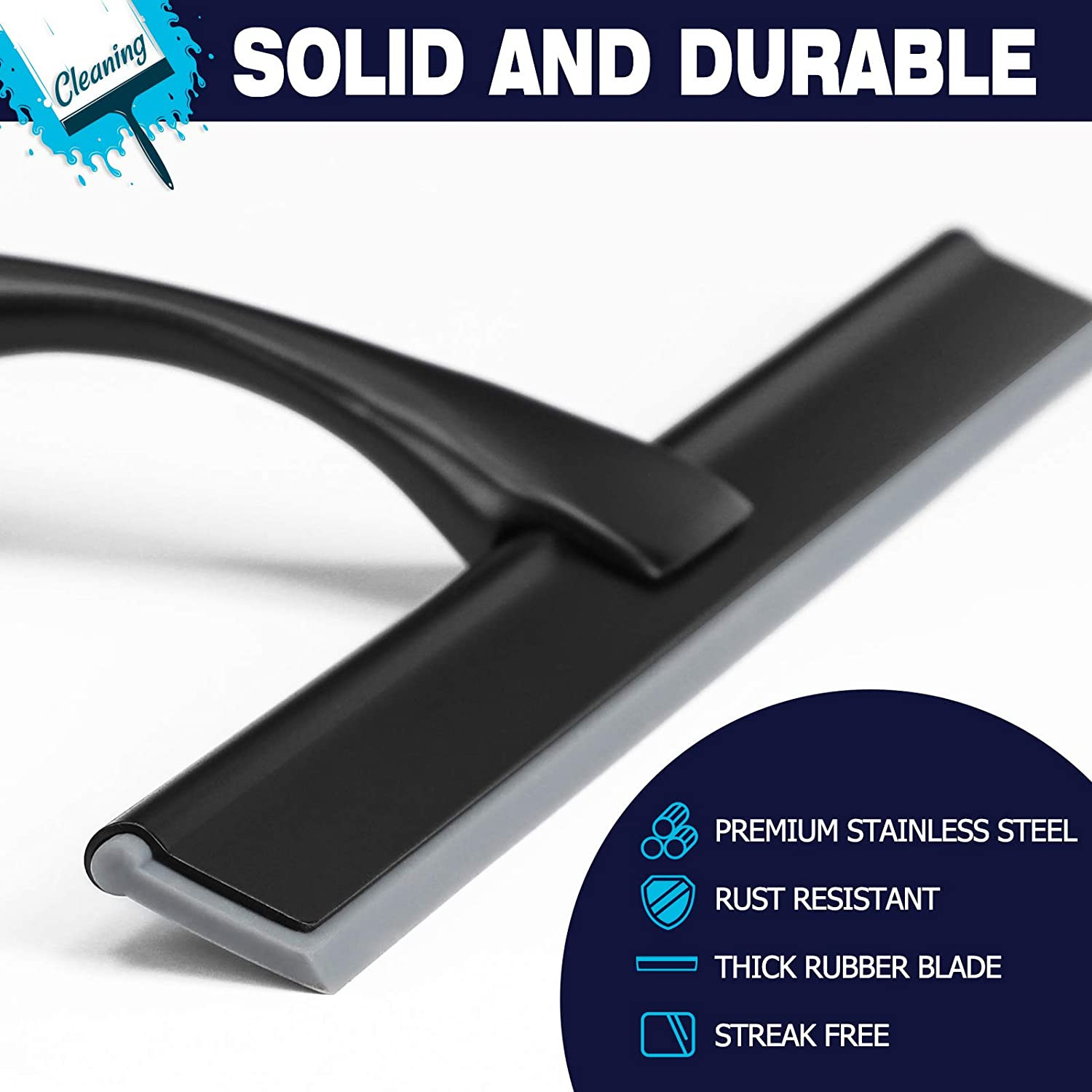 Shower Squeegee, 10-Inch Matte Black Squeegee, All-Purpose