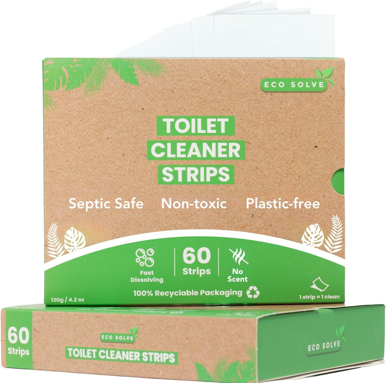 Toilet Bowl Cleaner Strips 60 Count, Unscented Eco-Friendly, Non-Toxic, Septic S