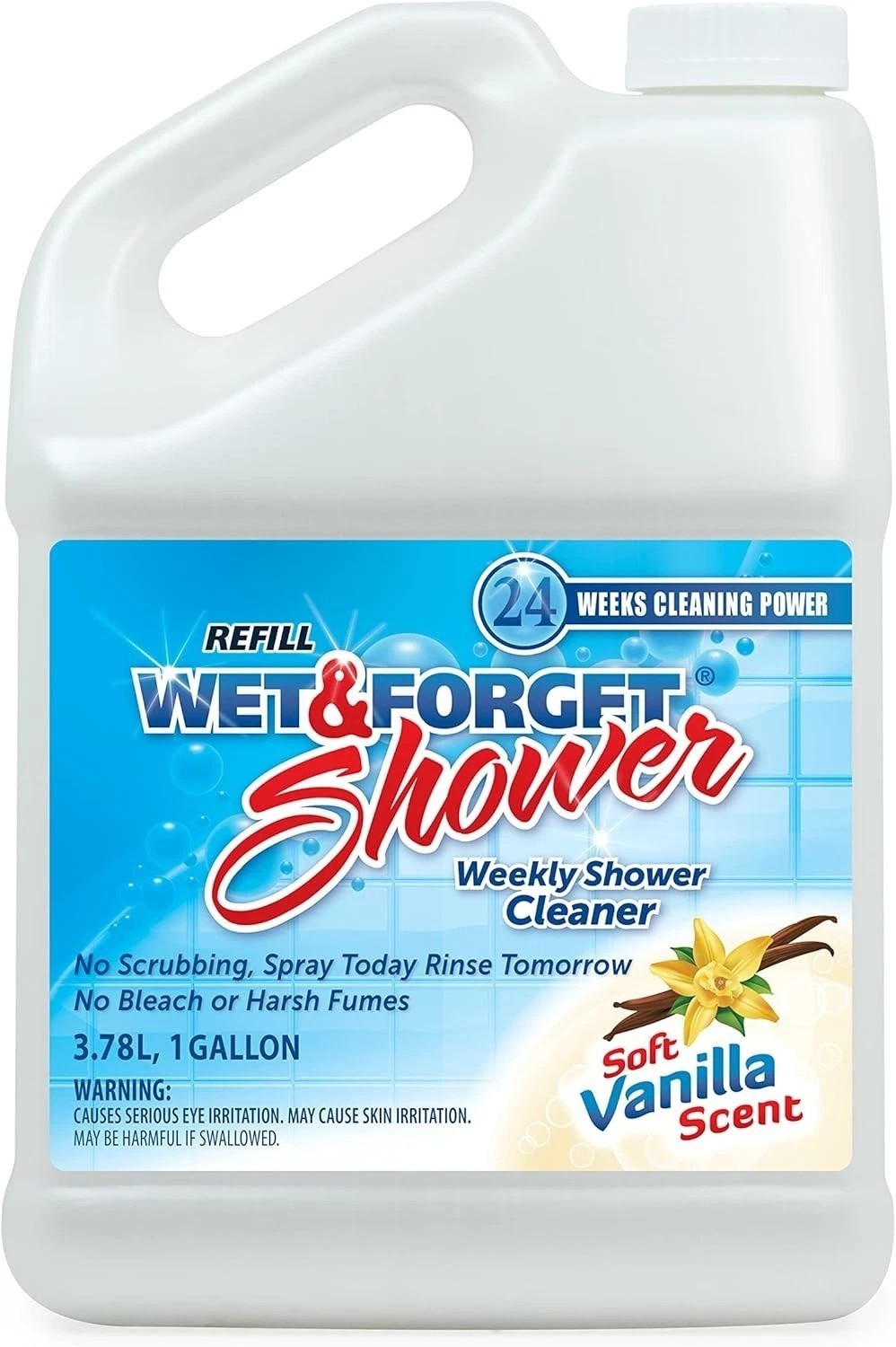 128 Fl Oz Bleach-Free Shower Cleaner – No Scrub, Vanilla Scent, 24 Weeks Supply