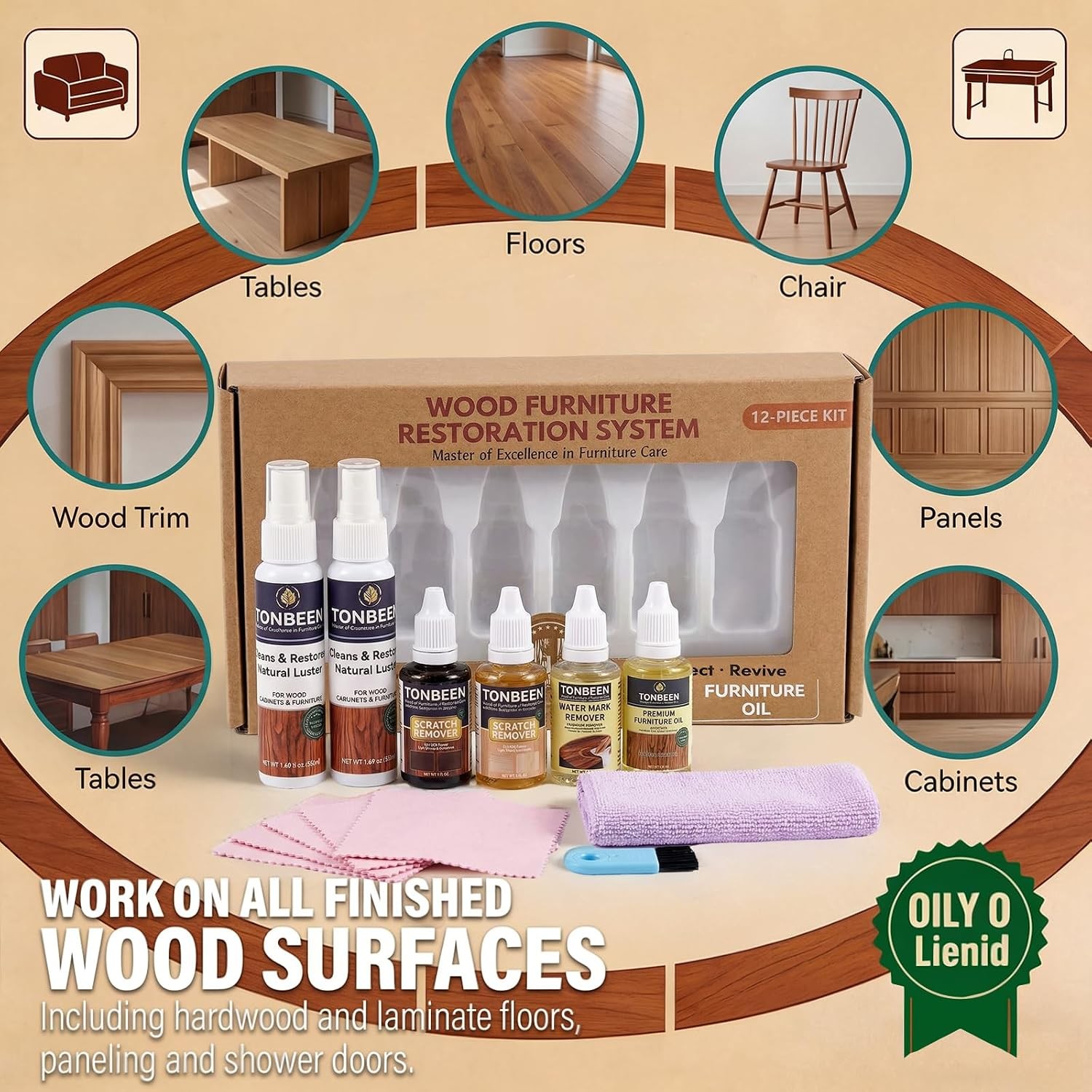 Wood Furniture & Floor Scratch Remover Repair Kit,12 PCS Professional Hardwood