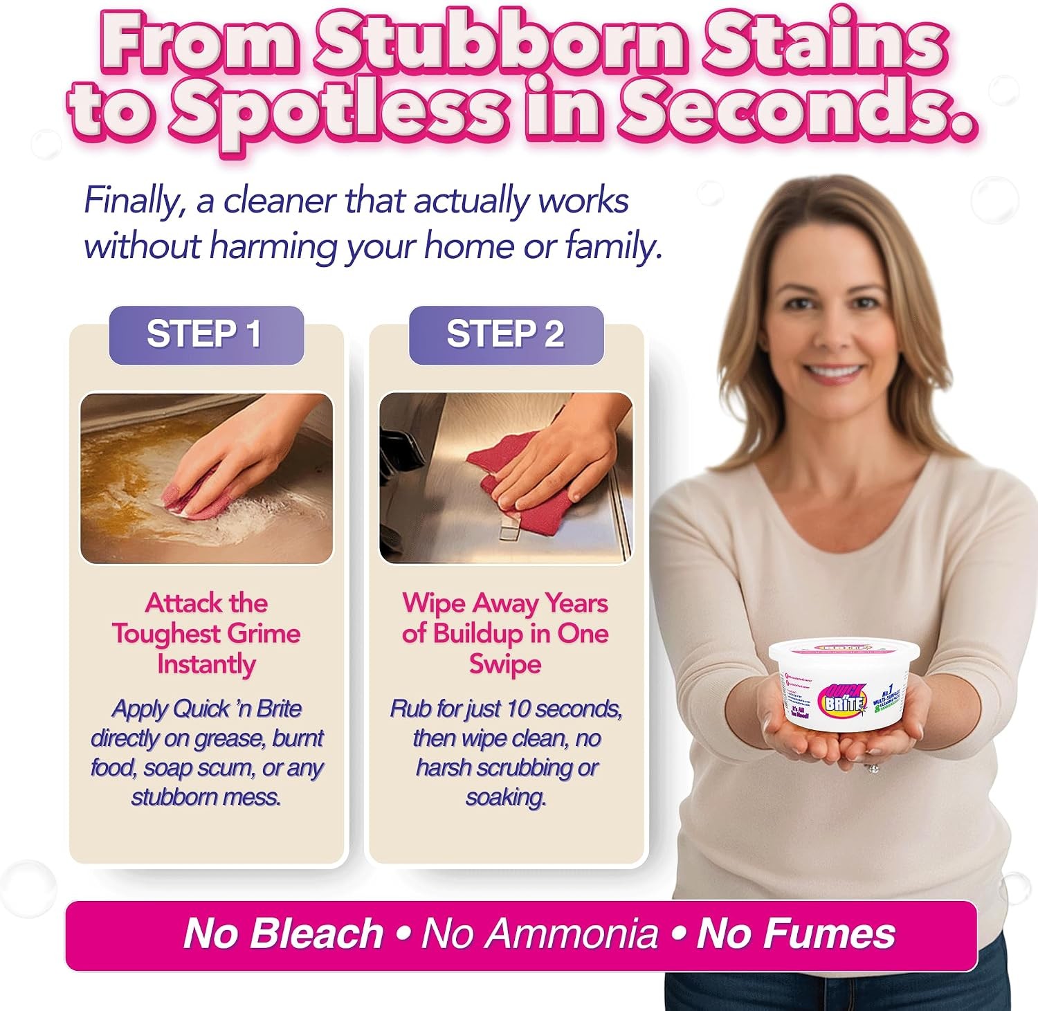 Quick ‘n Brite All Purpose Cleaning Paste – Miracle Cleaner for Tough Stains,…