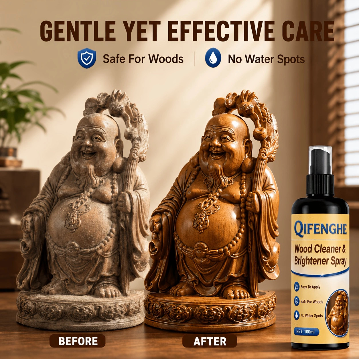 Wood Cleaner & Brightener Spray 100ml, Furniture Polishing Refinishing