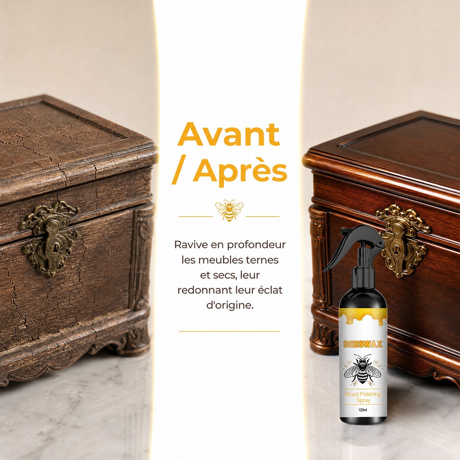 Natural Beeswax Wood Polish Spray – Furniture Floor Restorer & Cleaner