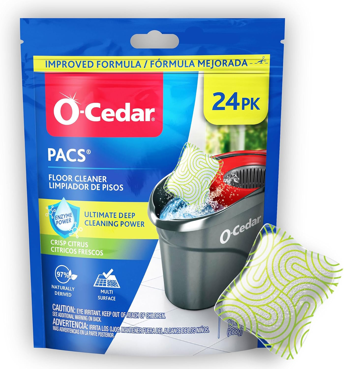 PACS Hard Floor Cleaner, Crisp Citrus Scent 24 Count (1-Pack) | Made with Natura