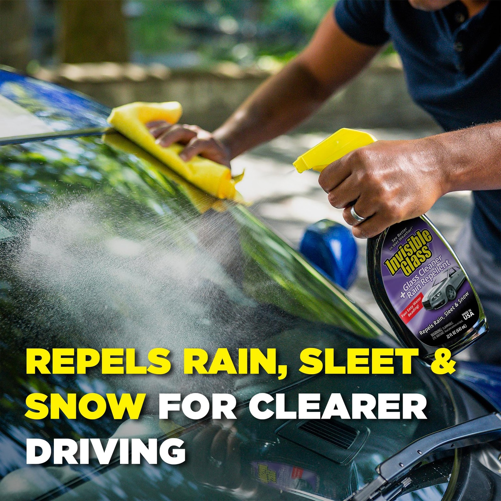 92184 Glass Cleaner + Rain Repellent 2-in-1 Windshield and Window Spray, Clea…