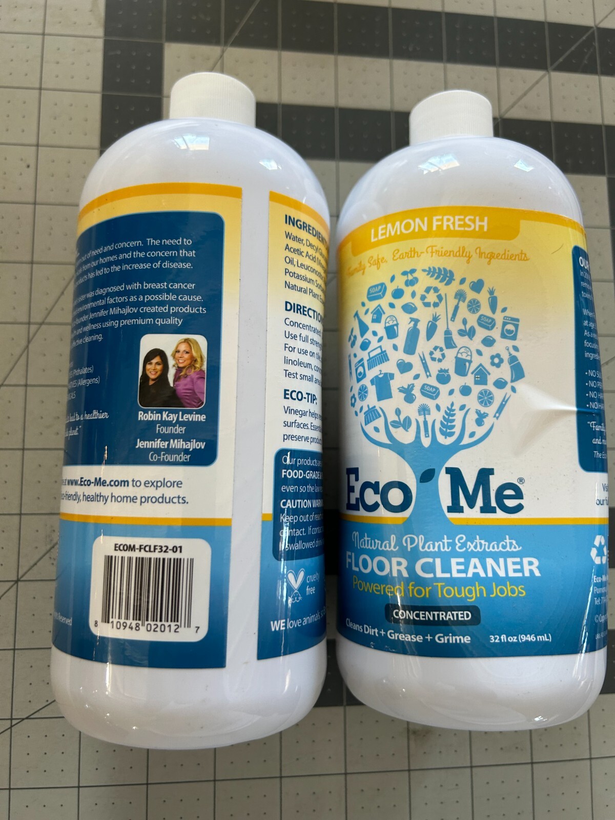 2-pack lot Eco-Me 32oz Floor Cleaner Lemon Fresh Natural Plant Based concentrate