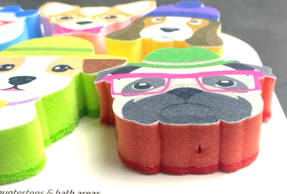 Kitchen Sponges 6 PACK DOG THEME Reusable Sponge Cute Funny Dogs NEW