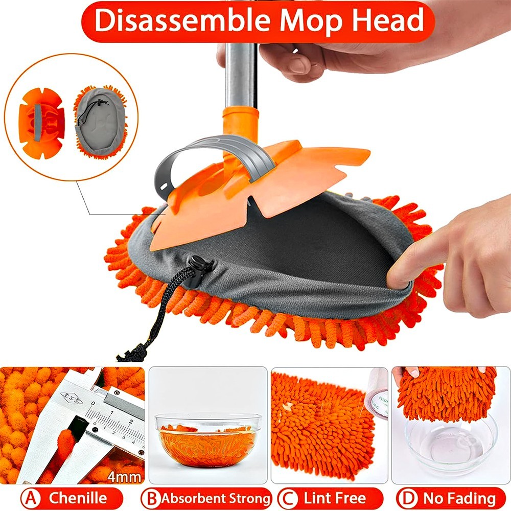 63″ MICROFIBER CAR RV TRUCK WASH BRUSH MOP KIT MITT SPONGE TELESCOPING HANDLE
