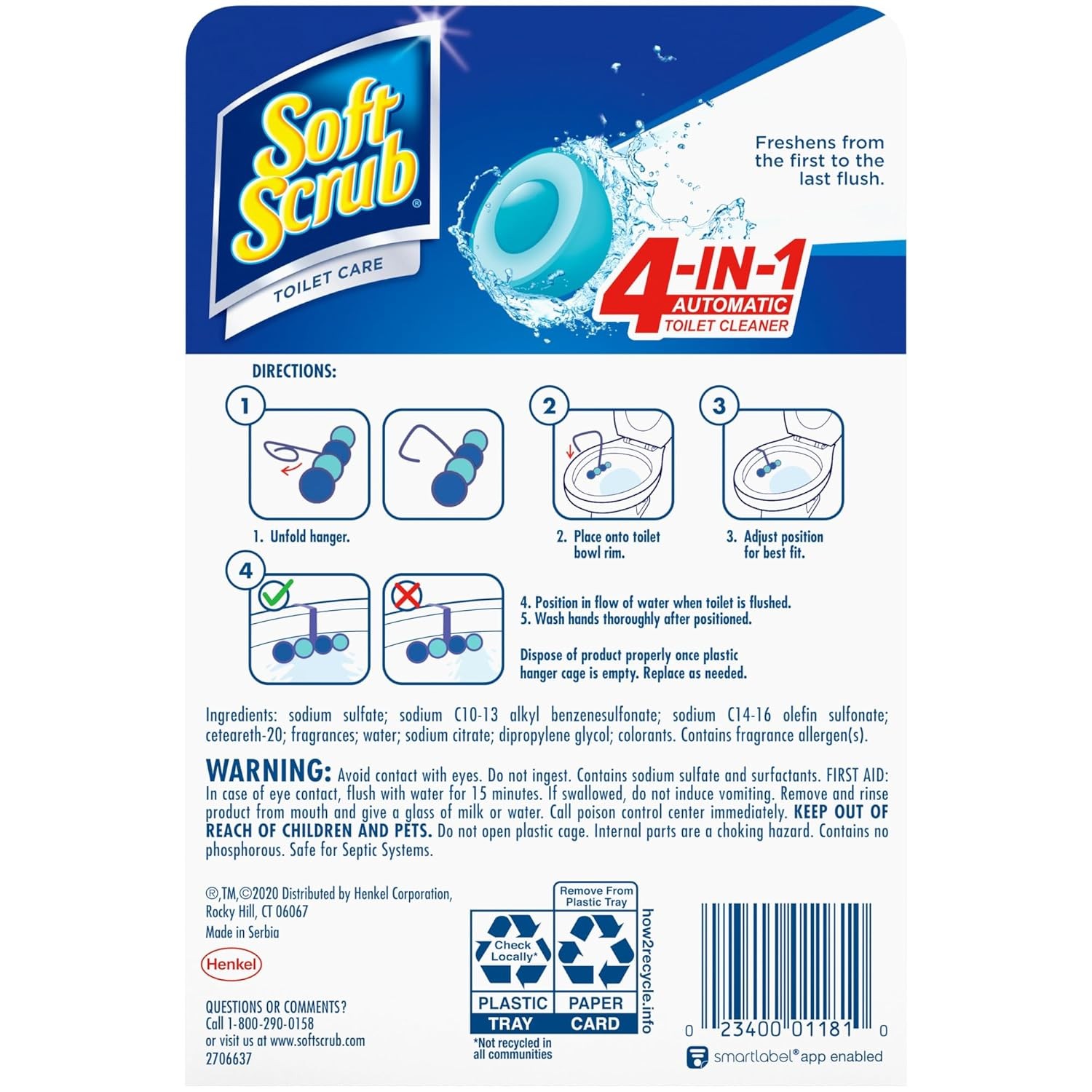 Soft Scrub 4 in 1 Toilet Bowl Cleaner Rim Hanger 2 Count Bathroom Cleaning