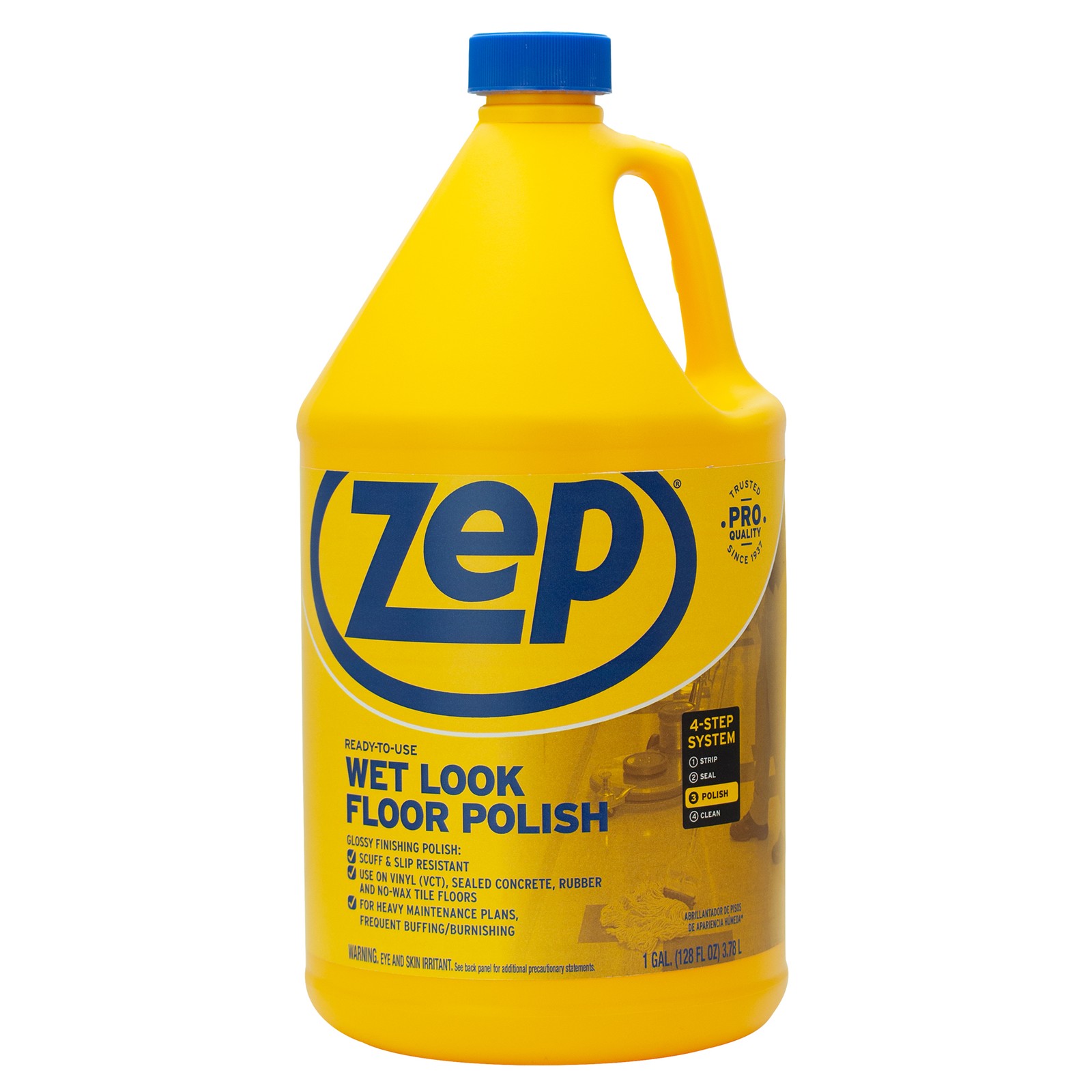 Zep Wet Look Floor Polish – 1 Gallon (Case of 4) ZUWLFF128 – Long Lasting Glossy