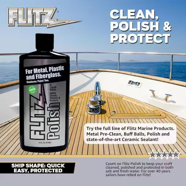 Flitz 7.6 oz. Green Metal Plastic and Fiberglass Polish surfaces Liquid Bottle