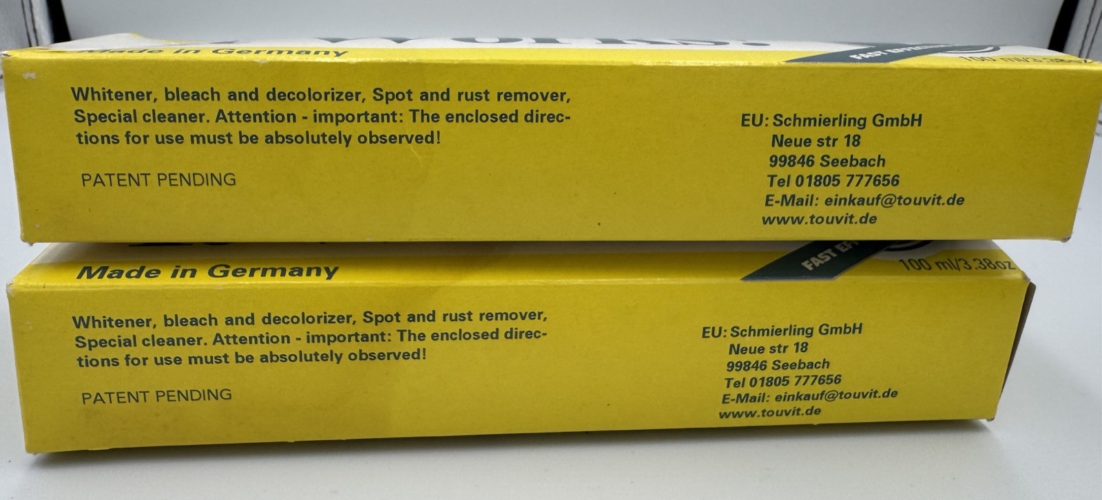 It Works! Stain Remover 3.38 Oz. Tube Cleaner Whitener Made in Germany Lot Of 2