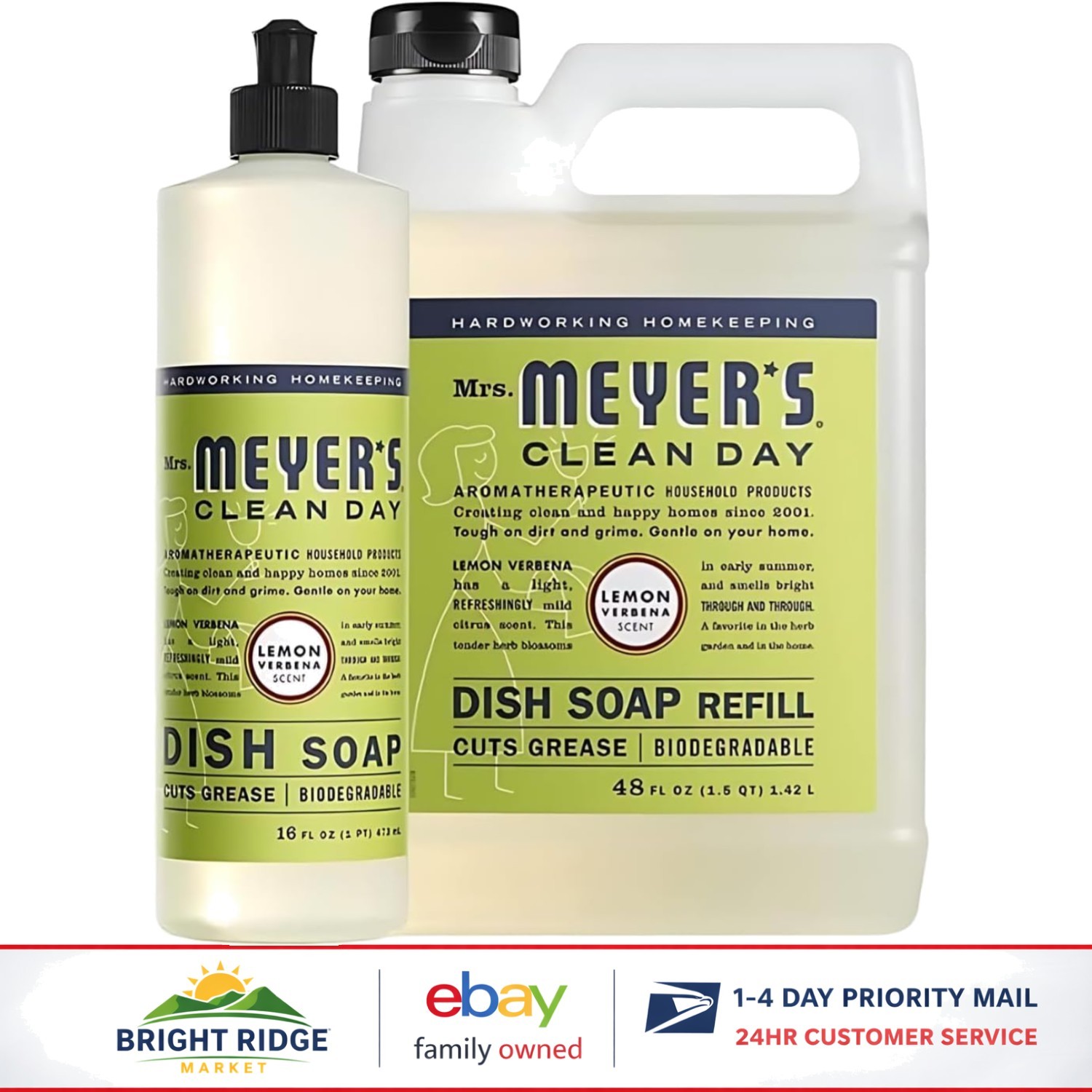 64 Fl Oz Liquid Dish Soap with Refill, Natural Ingredients for Grease Removal