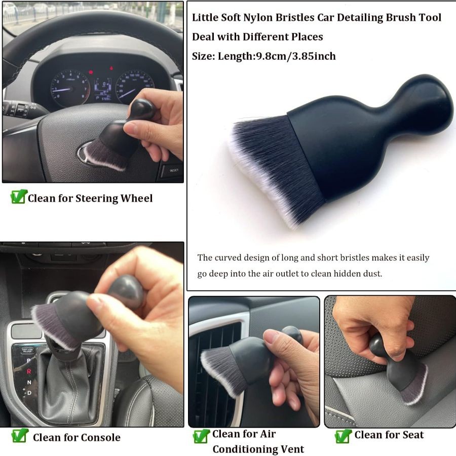 Interior Detailing Brush 1PC, Brushes for Detailing Interio Color: Black+White