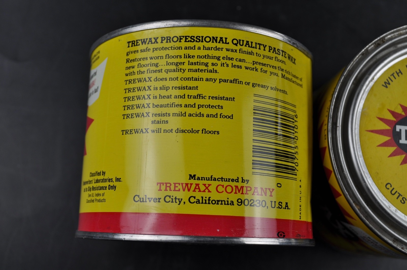 Vintage Trewax Carnauba World Hardest Wax 2 cans 1 pound 80% Full