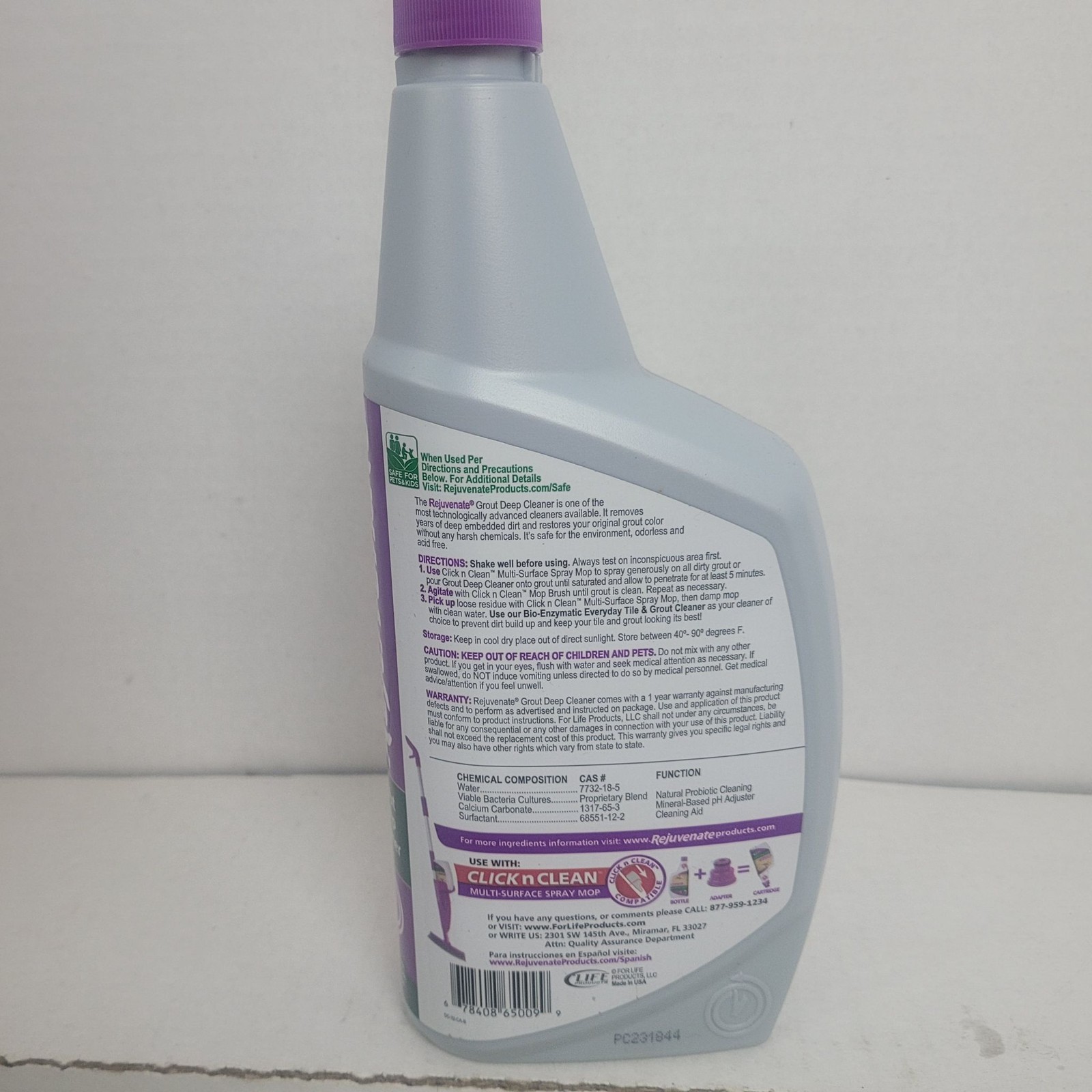Rejuvenate Grout Deep Cleaner Removes Dirt Build-Up 32oz Safe for Pets and Kids