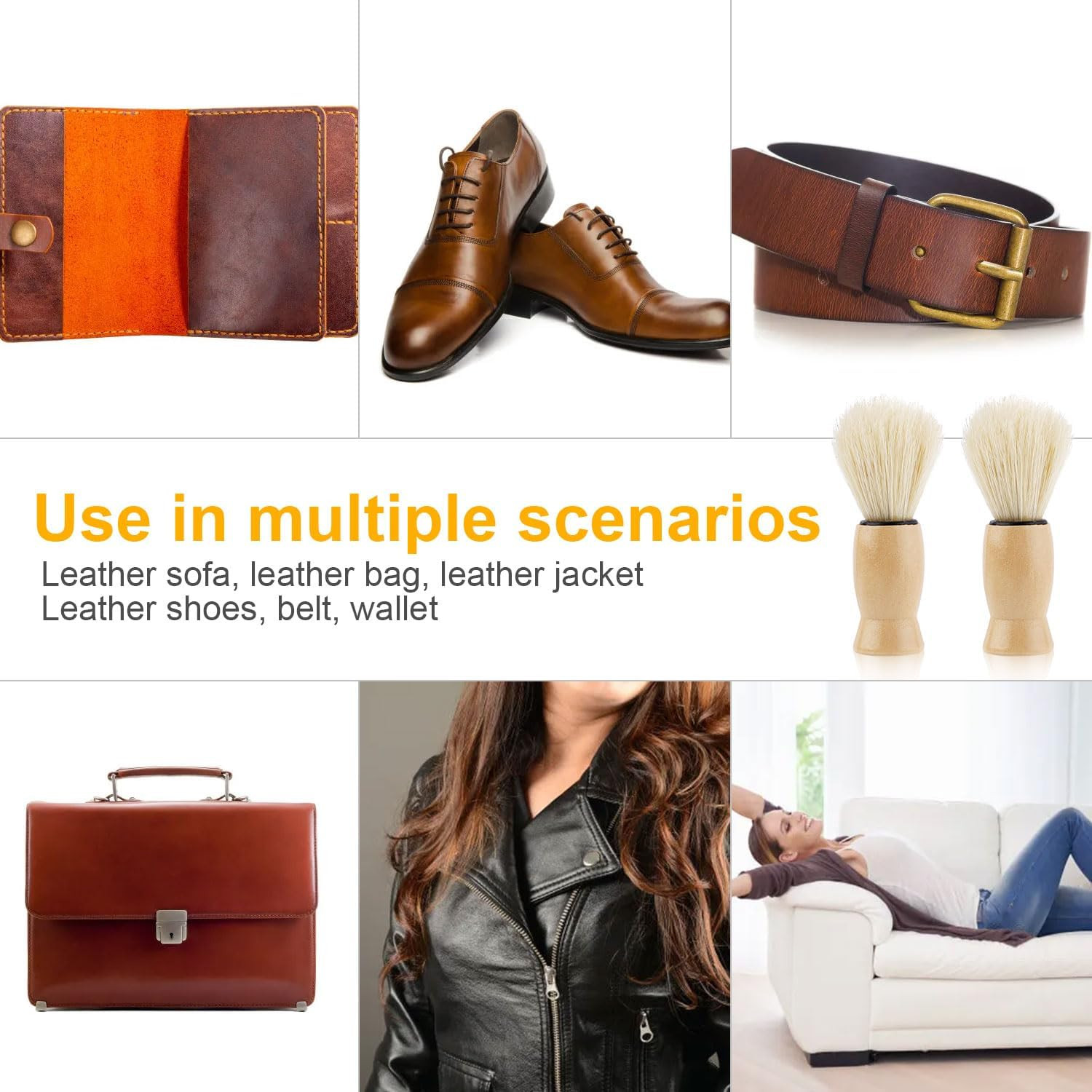 2Pcs Furniture Salve for Leather, Wooden Furniture Oil Brush with Comfortable Ha