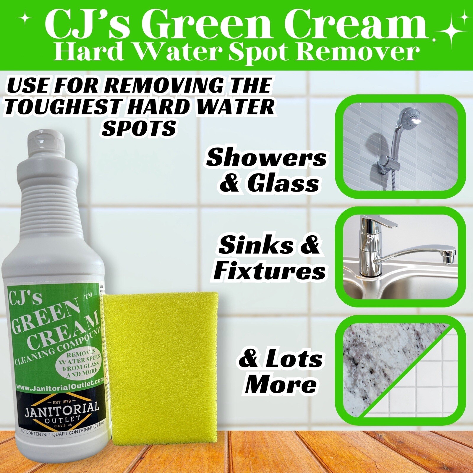 water spot remover glass CJ’s green cream Hard Water Spot Remover 32oz