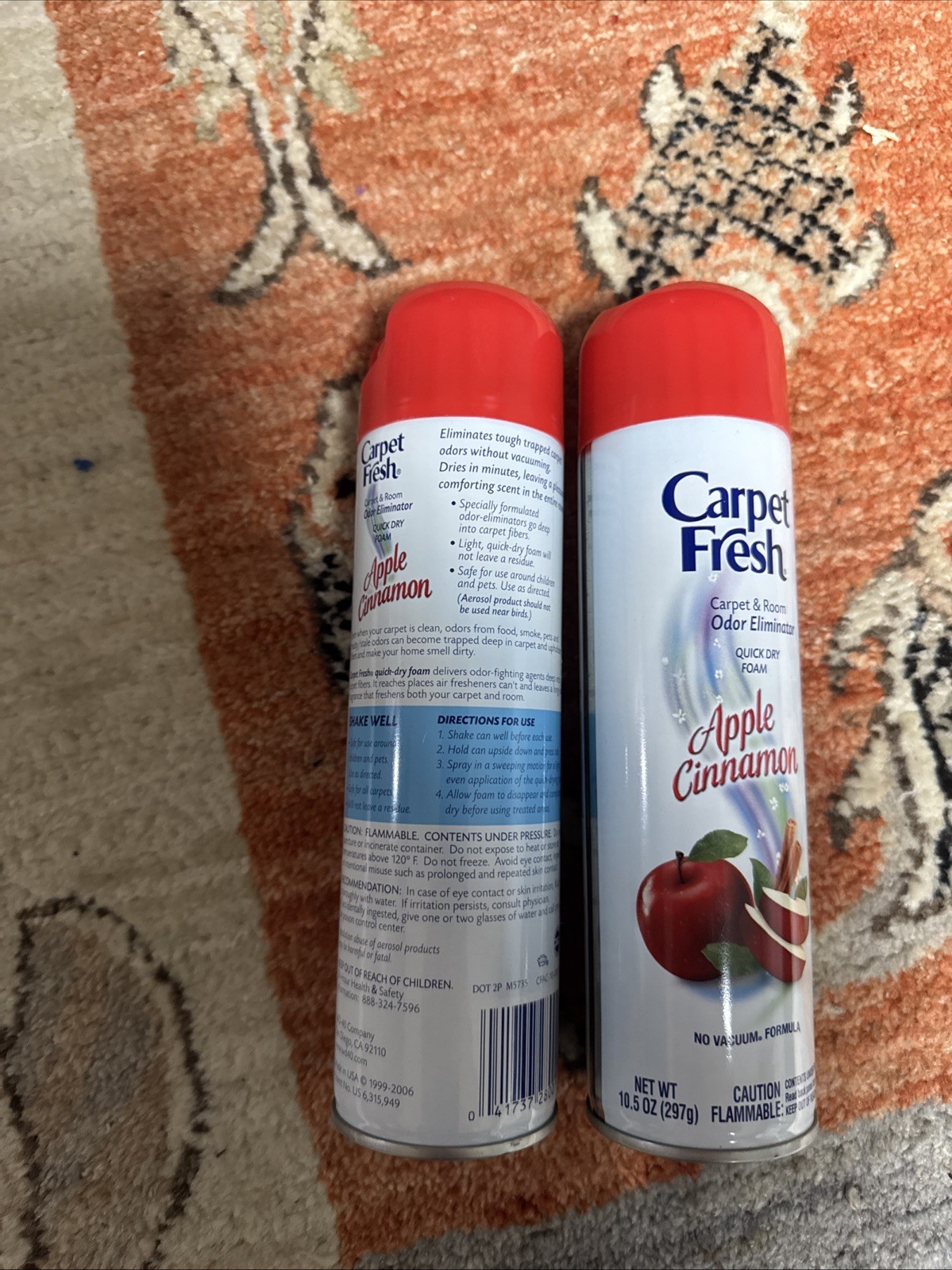 Carpet Fresh Apple Cinnamon Quick Dry 2 PACK Foam NOS Discontinued , 10.5oz