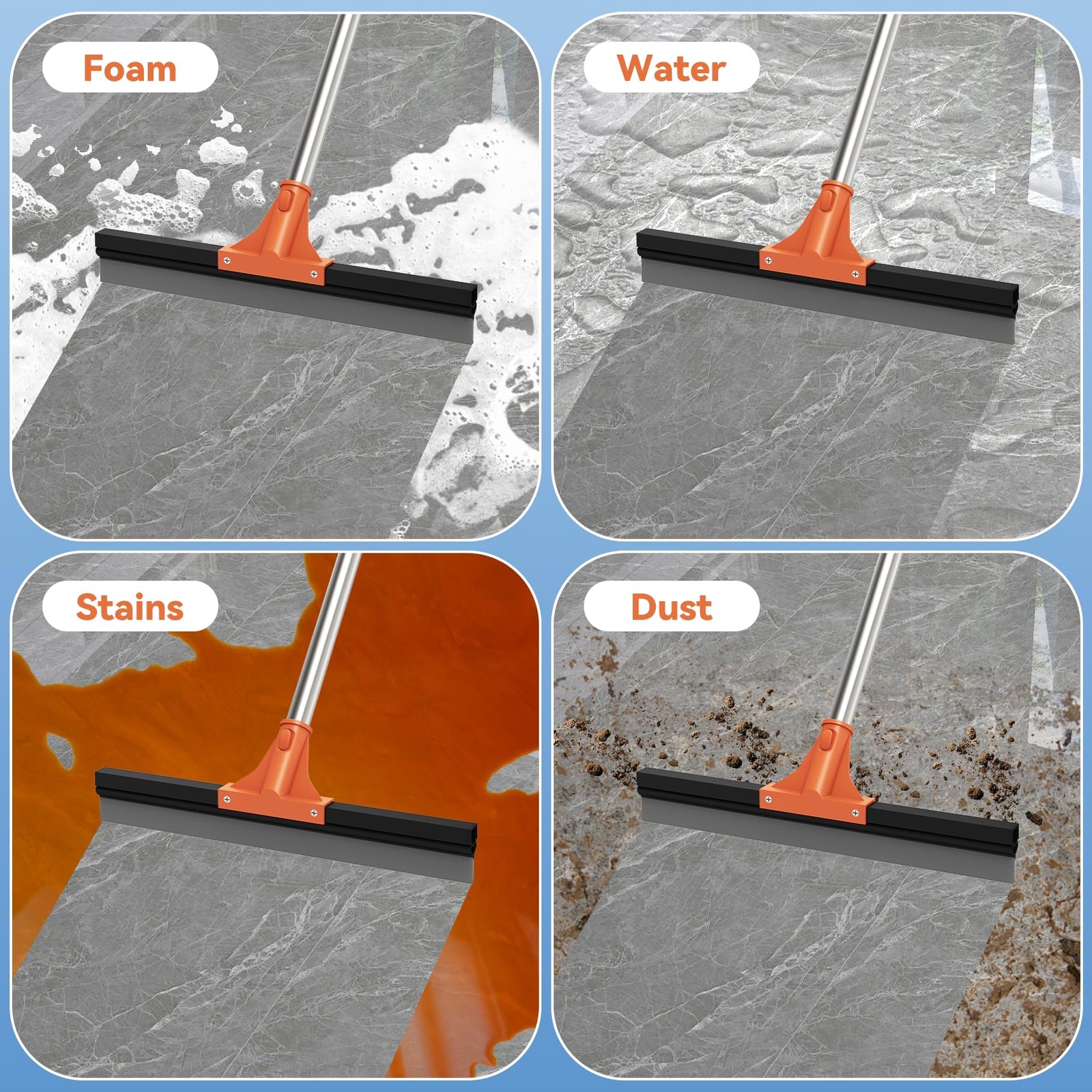 Floor Squeegee for Concrete Floor,18″ Large Heavy Duty Squeegee for Floor, Ru…