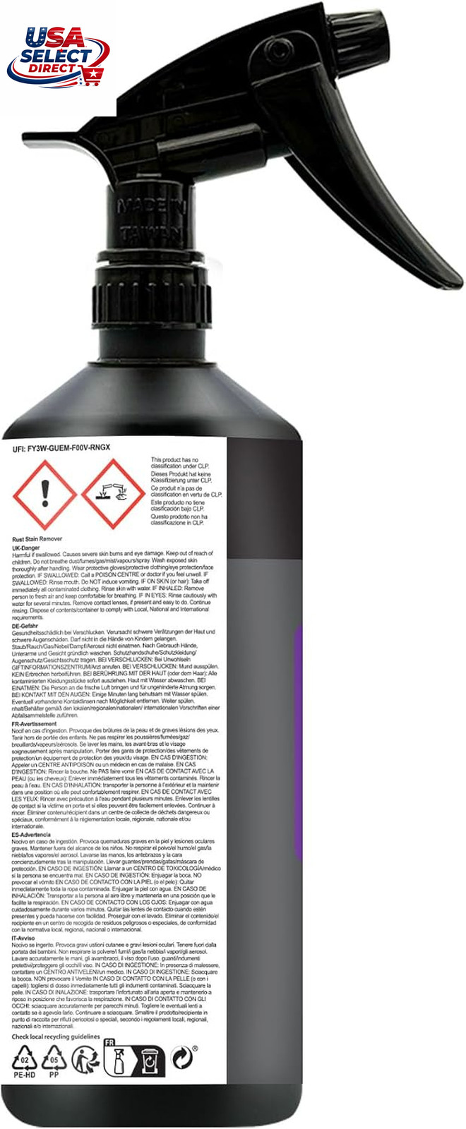 Rust Stain Remover 500ml Spray for Patios, Sinks, Toilets, Walls
