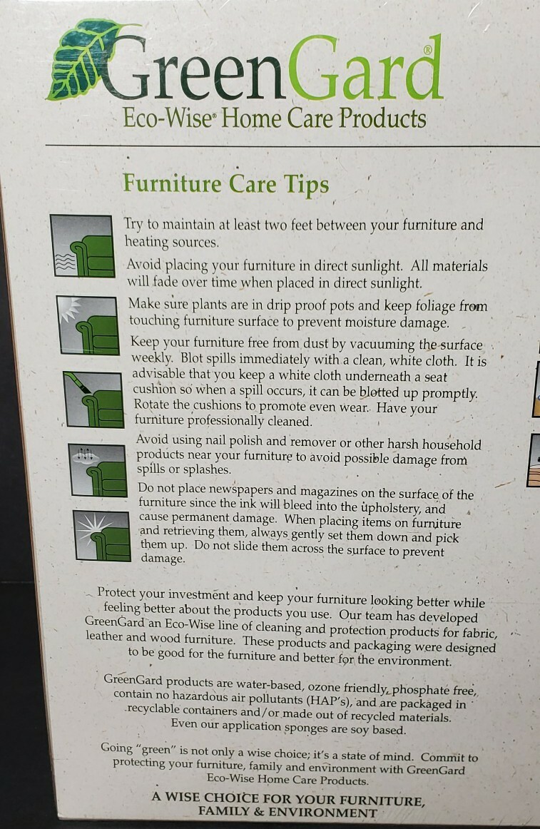 GREENGARD ECO WISE HOME CARE PRODUCTS FOR FABRIC LEATHER WOOD NEW IN SEALED…