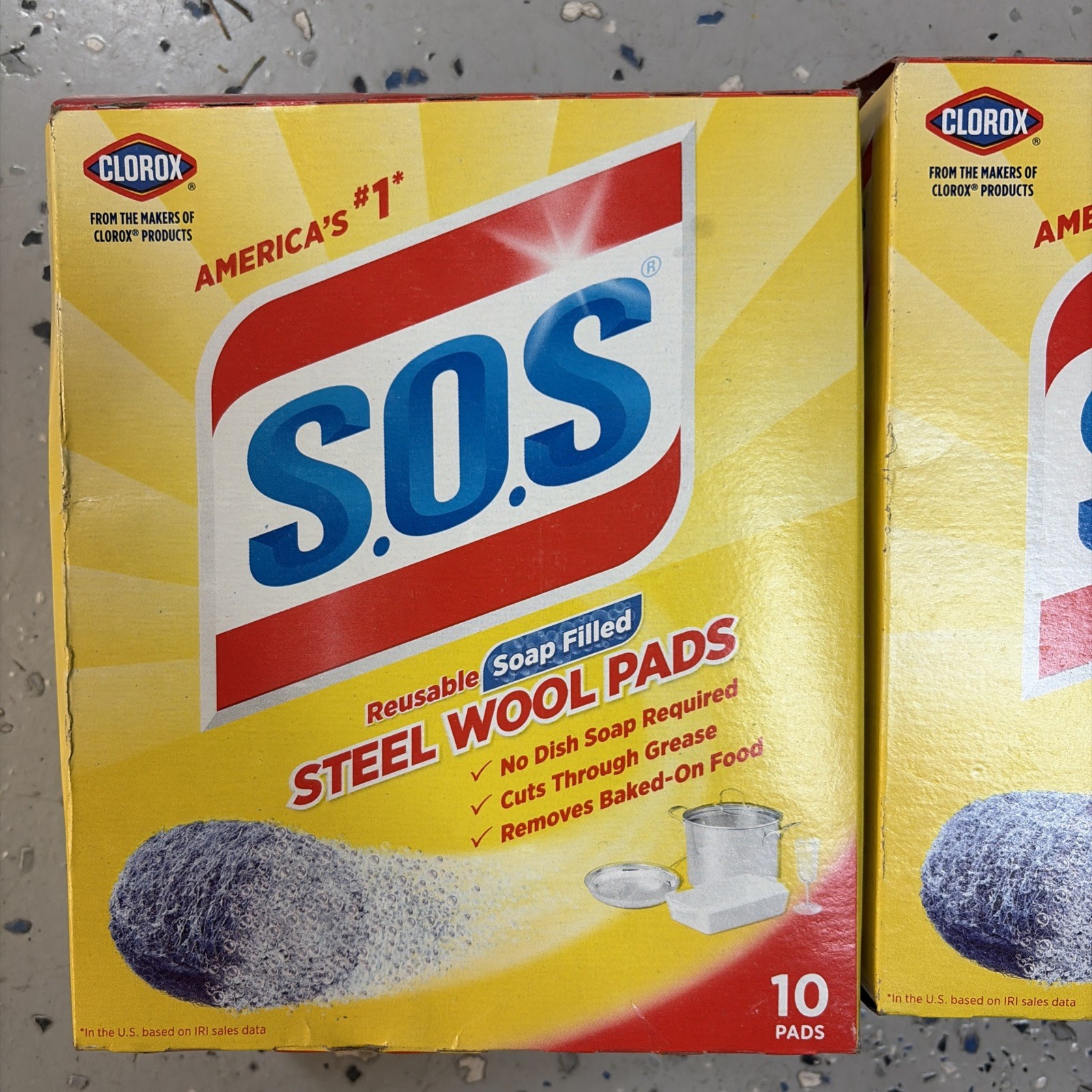 Pack of 2 SOS Pads Steel Wool Soap Pads Removes Tough Mess Eliminate Soap Scum