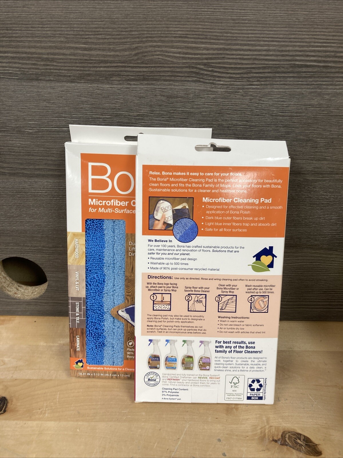 2 Pack Bona Microfiber Cleaning Pad New