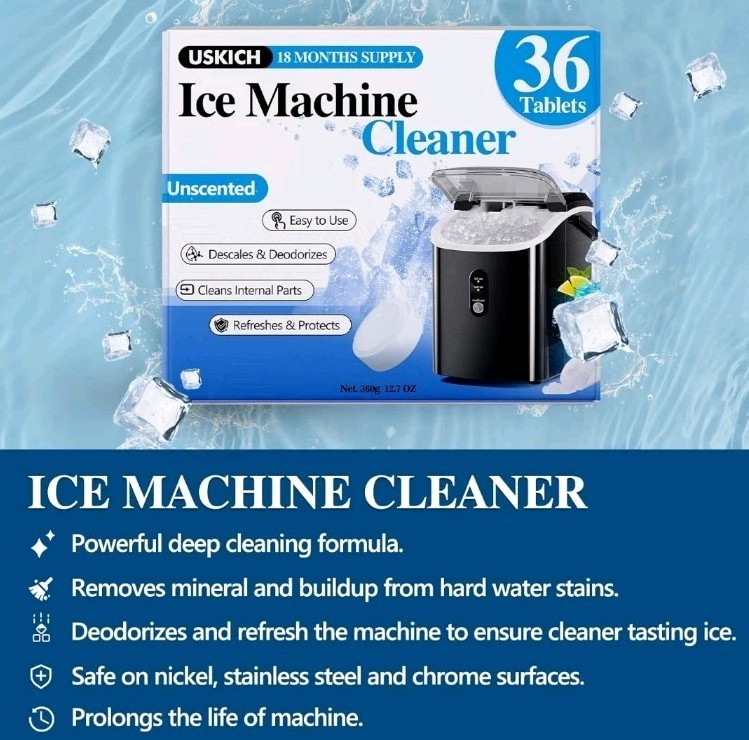 Ice Machine Cleaner Descaler Gentle Household Cleaner Ice Maker 36 TABLETS NEW!