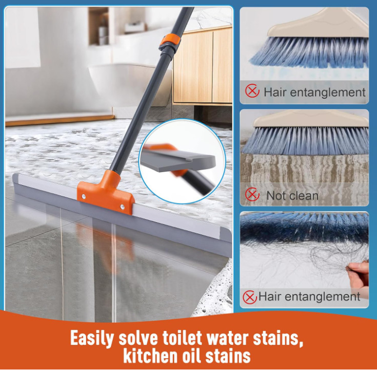 Escobilla de Goma para Suelos con Mango Extensible Limpieza de Agua Garaje