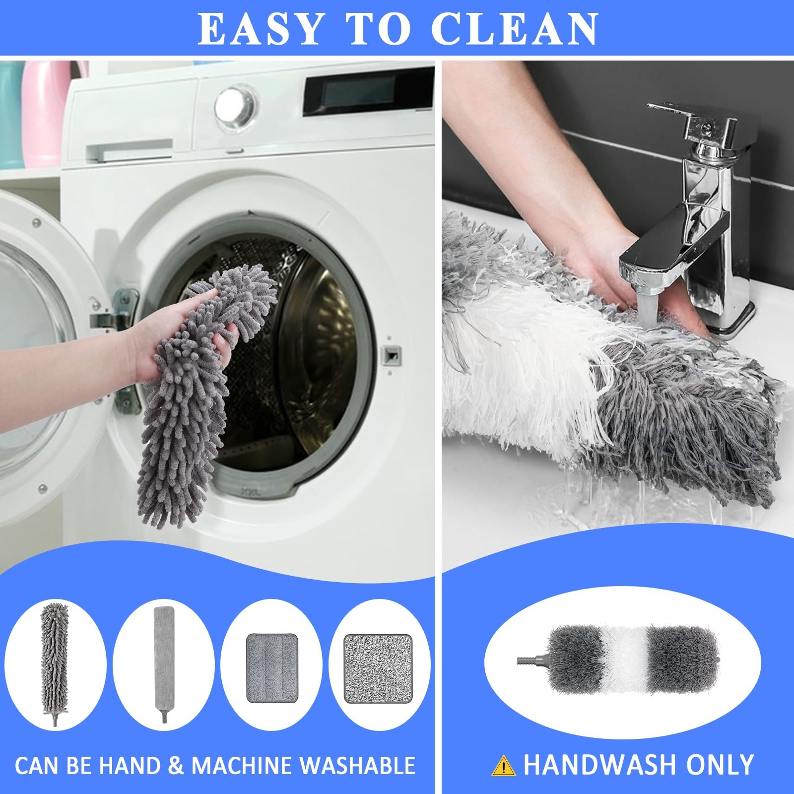 Microfiber Duster Kit 25pcs with 30 to 100 Inches Extension Pole and Baseboar…