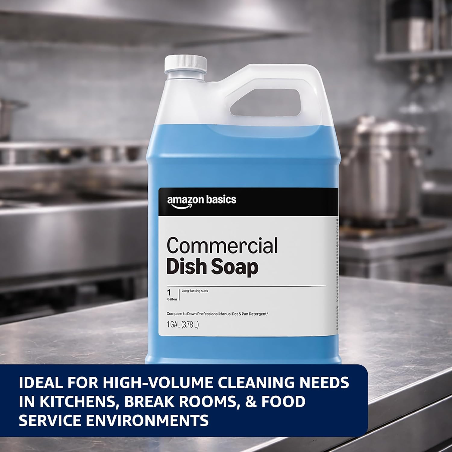 Commercial Liquid Dish Soap, Long-Lasting Suds, Concentrated Formula, 1 Gallon,