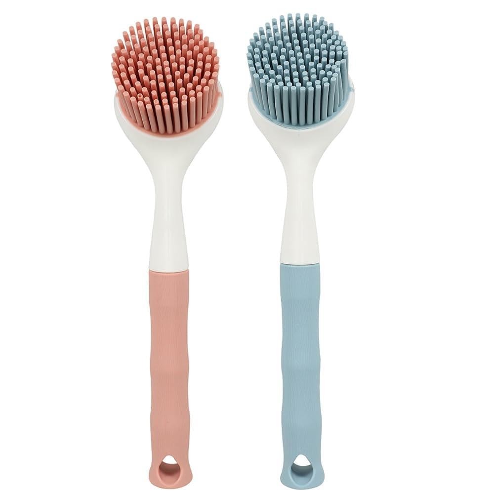 Silicone Pot Brush 2Pcs Set with Long Handle for Non-Stick Cookware Cleaning …