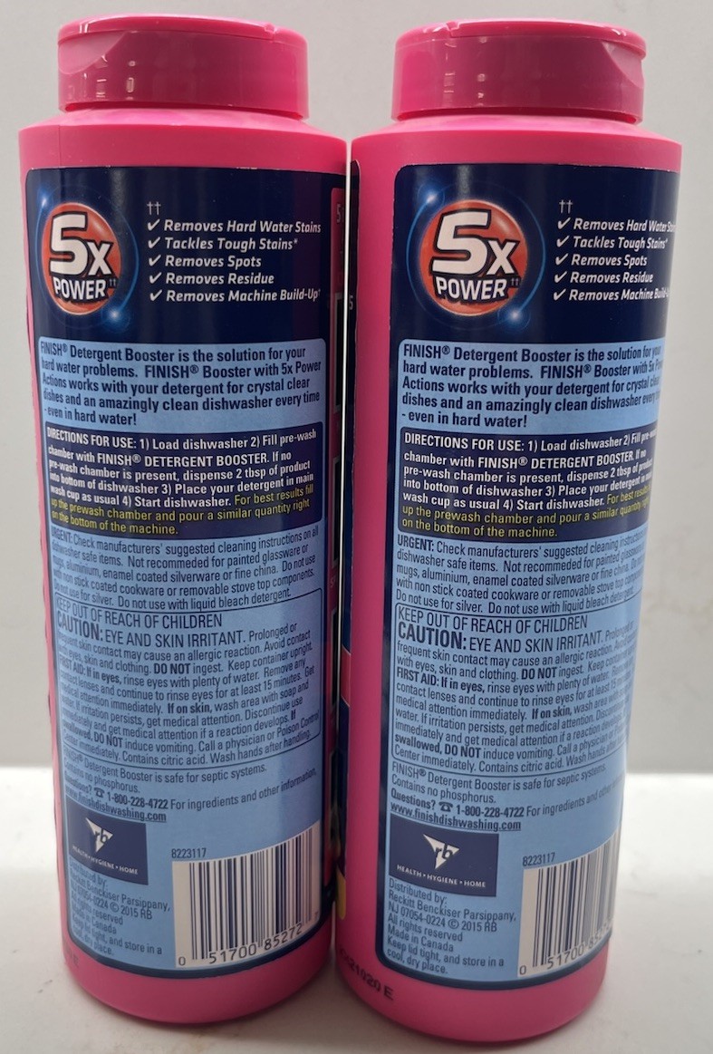2 X Finish Booster Hard Water Powder Hard Water Lemon Sparkle Sealed 14 oz. Each