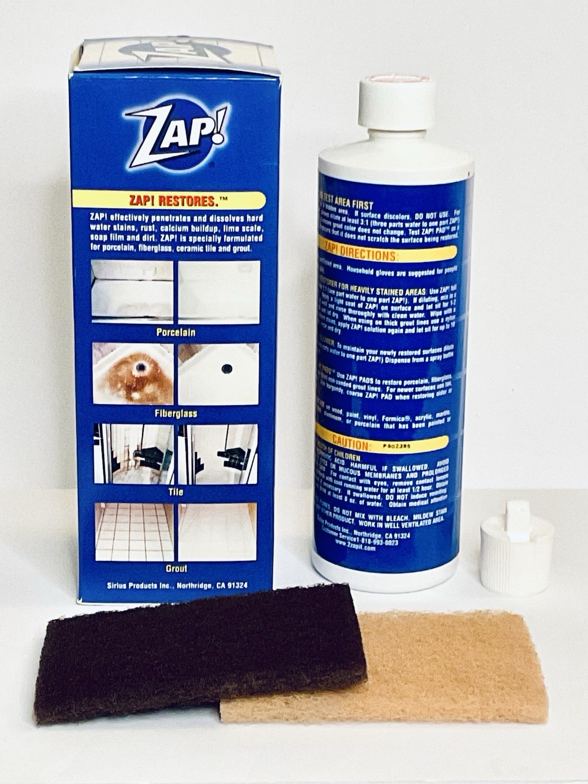 ZAP! PROFESSIONAL PORCELAIN FIBERGLASS TILE GROUT RESTORER 16 FL OZ DISCONTINUED