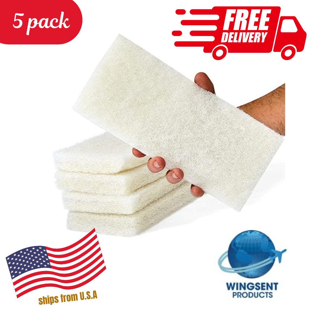 Commercial Light Duty Scrub Pad 4.625″ x 10″ – White (Pack of 5)