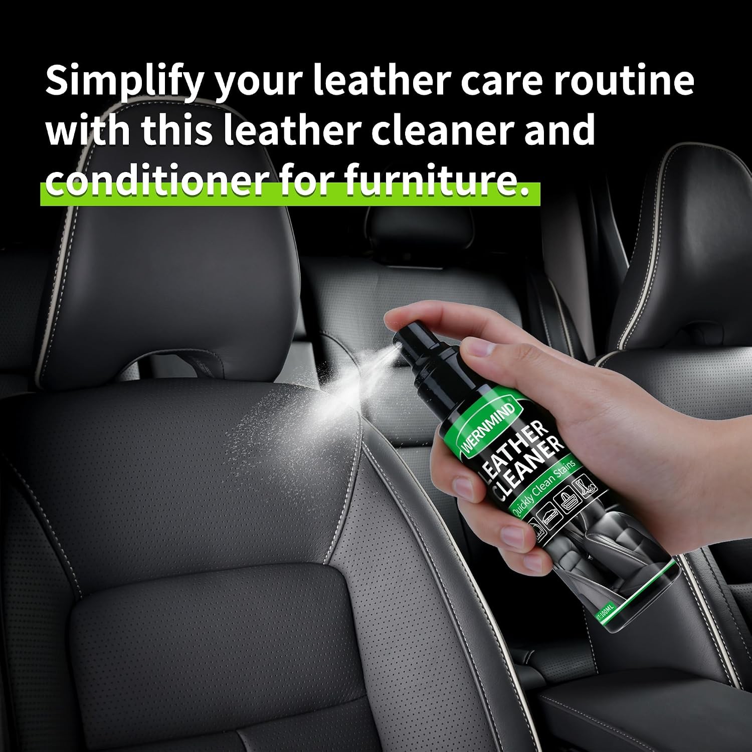 Leather Car Interior Cleaner Conditioner Kit with Clear Spray and Conditioner