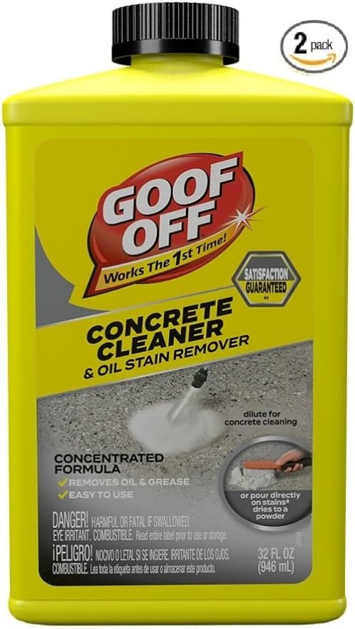 Goof Off 32oz Degreaser for Concrete – No Scrubbing, Just Pour and Sweep, 2 Pack