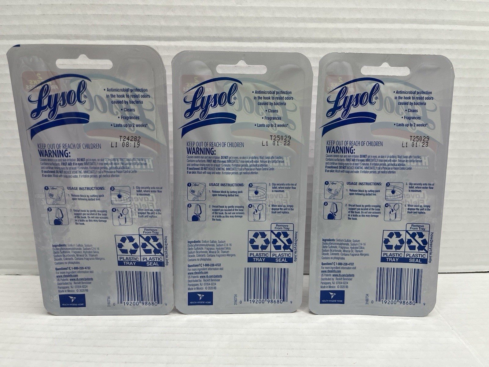 3 Pk Lysol Hygienic Lavender Field Scent Automatic Toilet Cleaner Purple Clip On