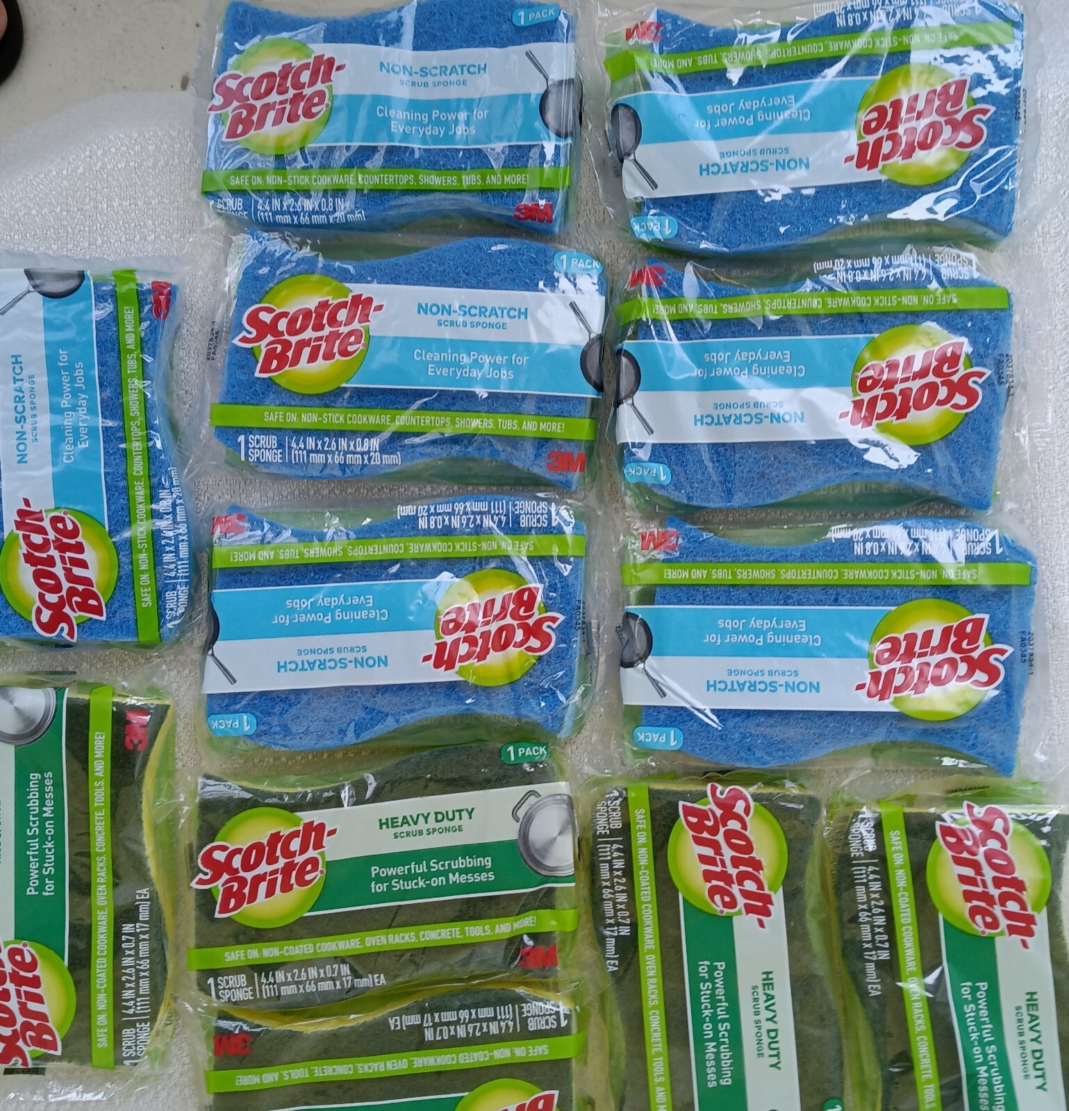 Scotch-Brite 12 Individual Wrapped Scrub Sponges -5 Heavy Duty+7 Non Scratch