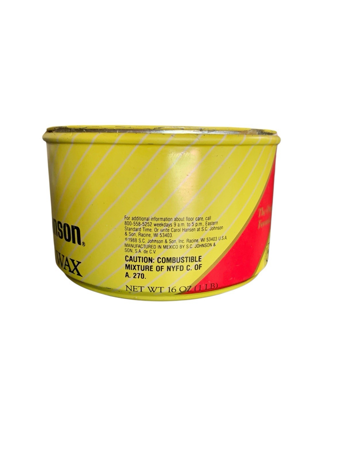 SC Johnson Paste Wax 16 Ounce Can Approximately 80% Full 1 Pound